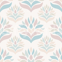 Papier peint botanique minimaliste rose poudré et bleu⁠