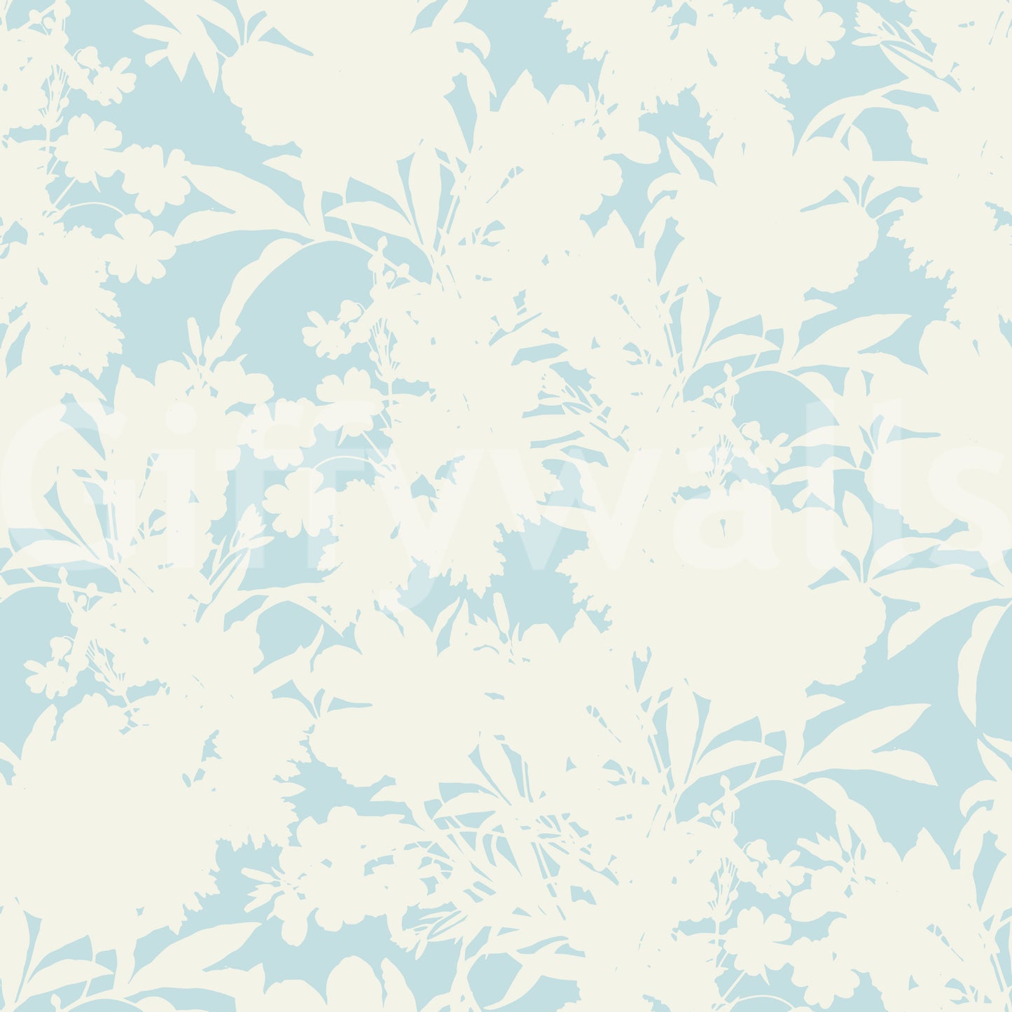 Luftiges Creme und Blaues Gartenmuster Tapete⁠