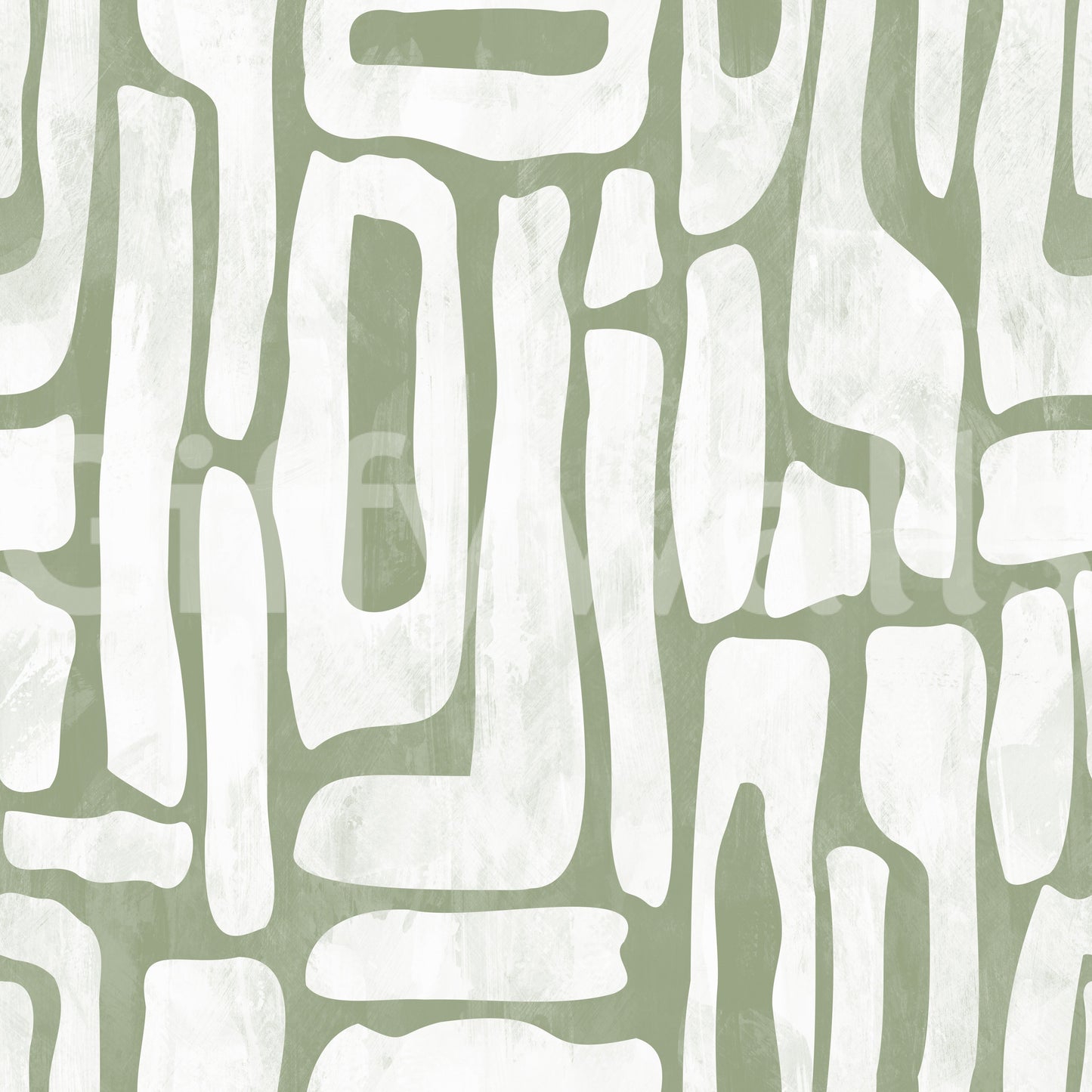 Sage Green Organisk Abstrakte Former Tapet