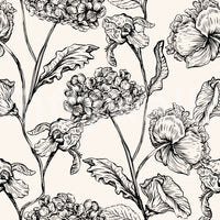 Monochrome botanische Linienkunst-Tapete