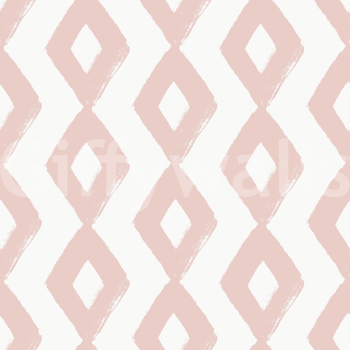 Soft Blush Hand-Painted Diamond Geometric Wallpaper⁠