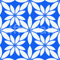 Azurblåt geometrisk tapet med kronblade
