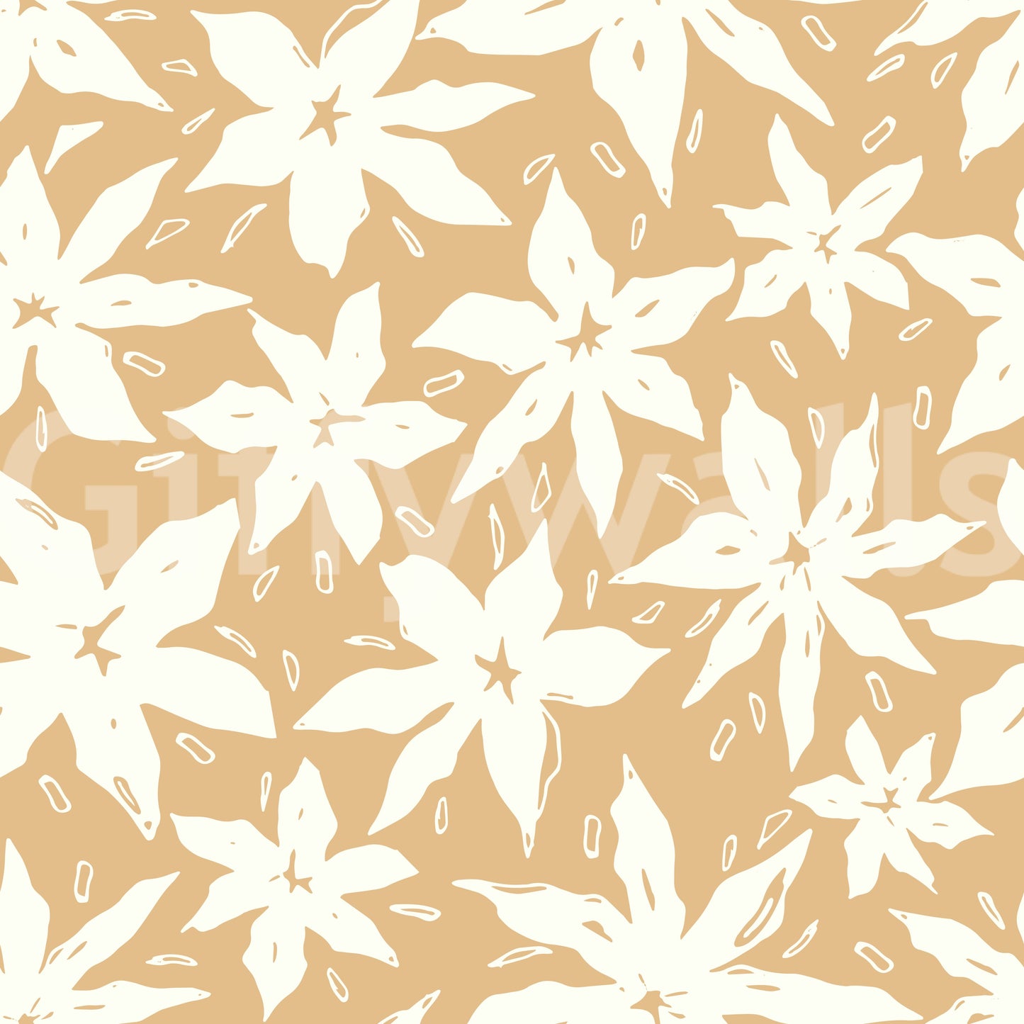 Papier peint à motif floral crème en forme de fleurs épanouies