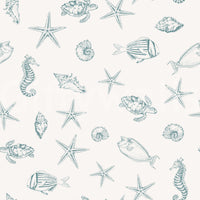 Papier peint à motif de vie marine, esquisse océanique