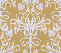 Golden Botanical Damask Motif Wallpaper⁠