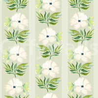 Watercolor Sage Floral Stripe Wallpaper⁠