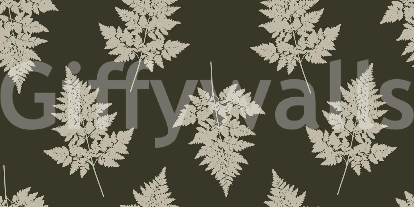 Minimalist Woodland Leaf Motif Wallpaper⁠