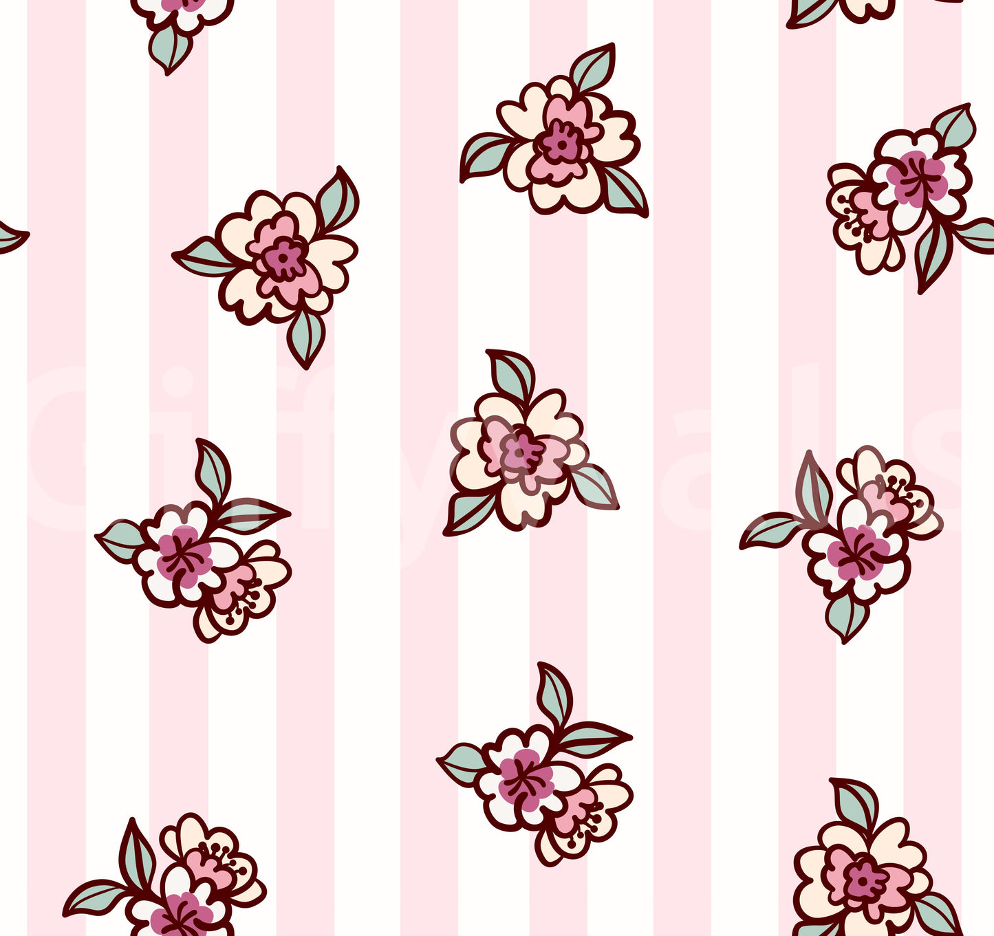 Soft Pink Blossom Stripe Wallpaper⁠