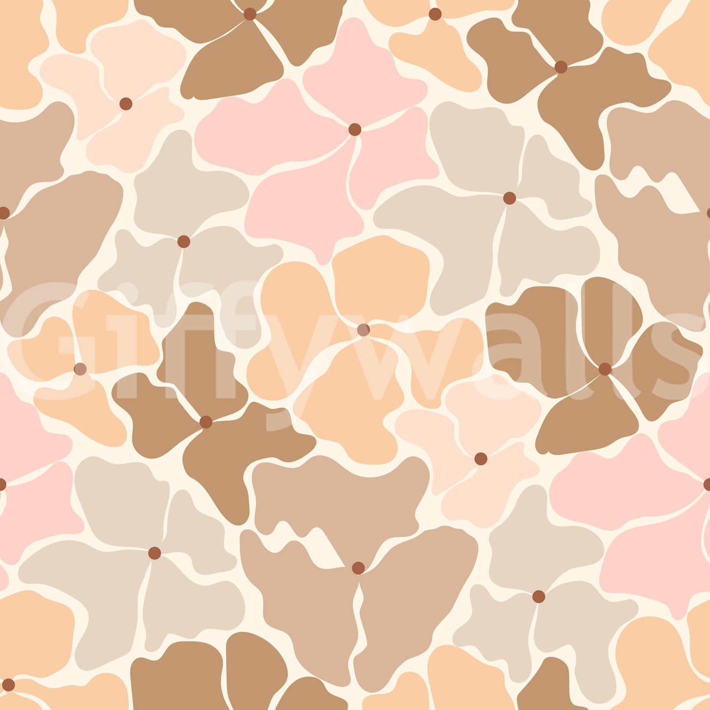 Carta da parati a mosaico di petali dalle tonalità naturali e delicate