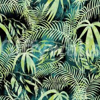 Carta da parati con sovrapposizione astratta di palme tropicali