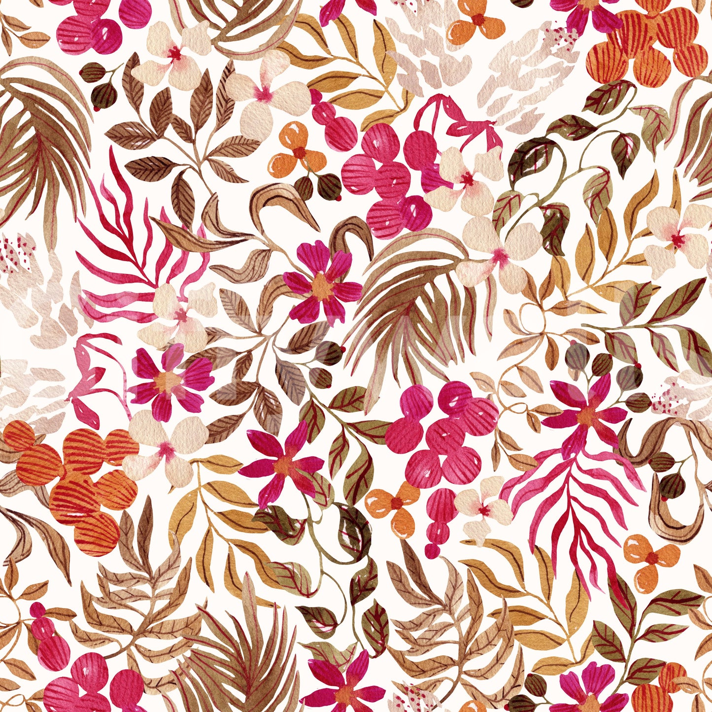 Bohemian botanisch flora-behang met schilderachtige motieven