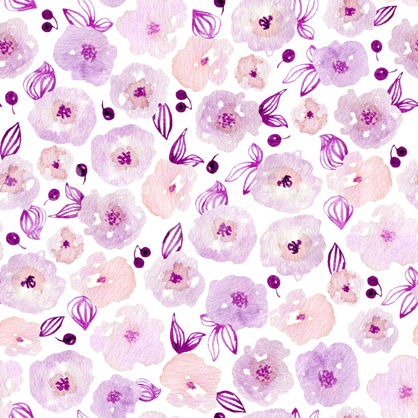 Tapete mit zarten lavendelfarbenen Aquarellblütenblättern
