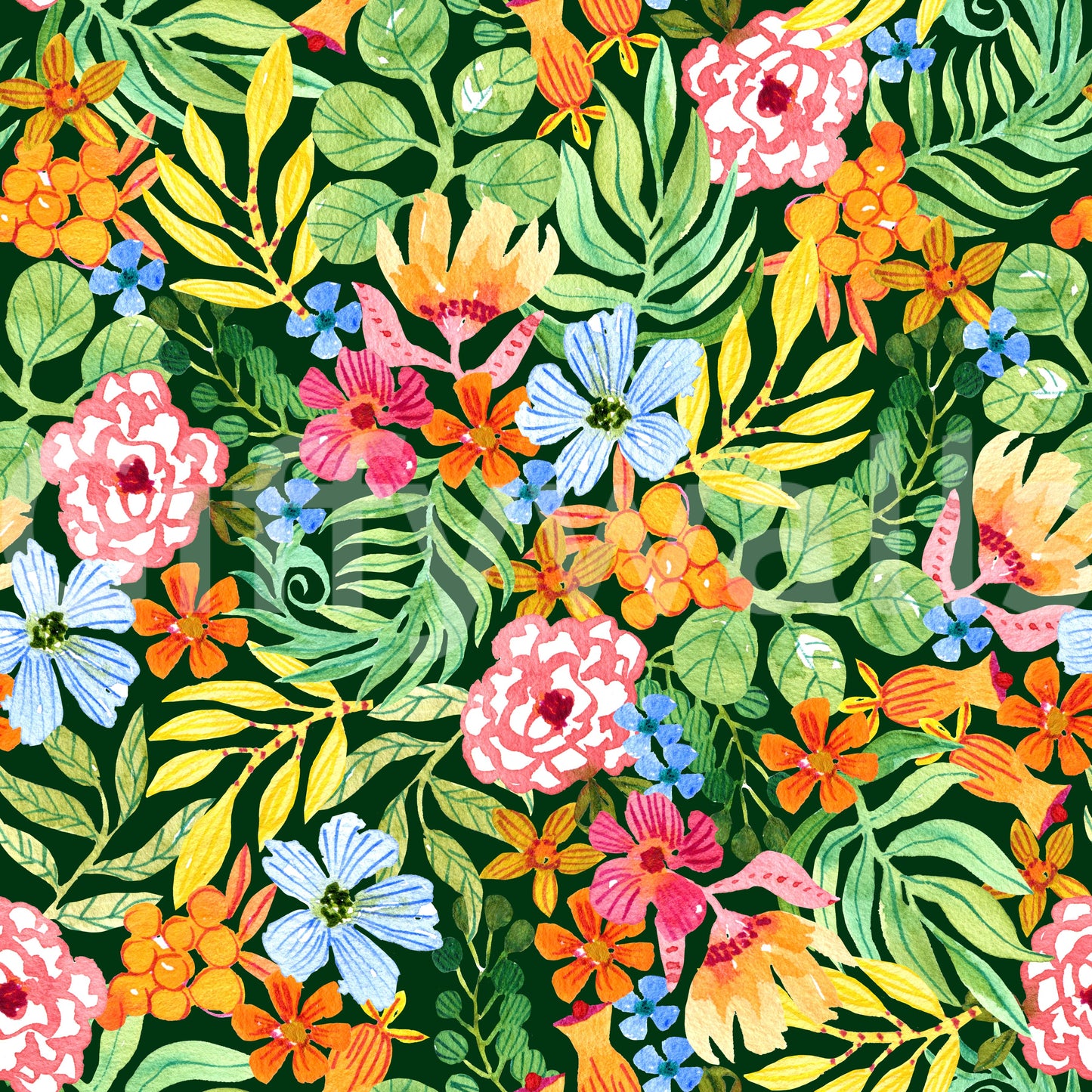 Lebendige Tapete mit botanischer Gartenillustration