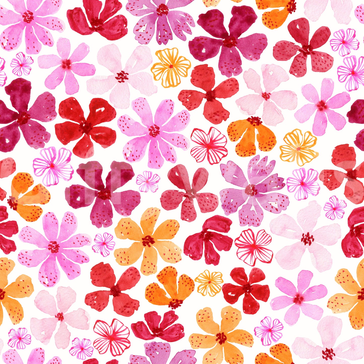 Aquarell-Gartenblüten-Tapete