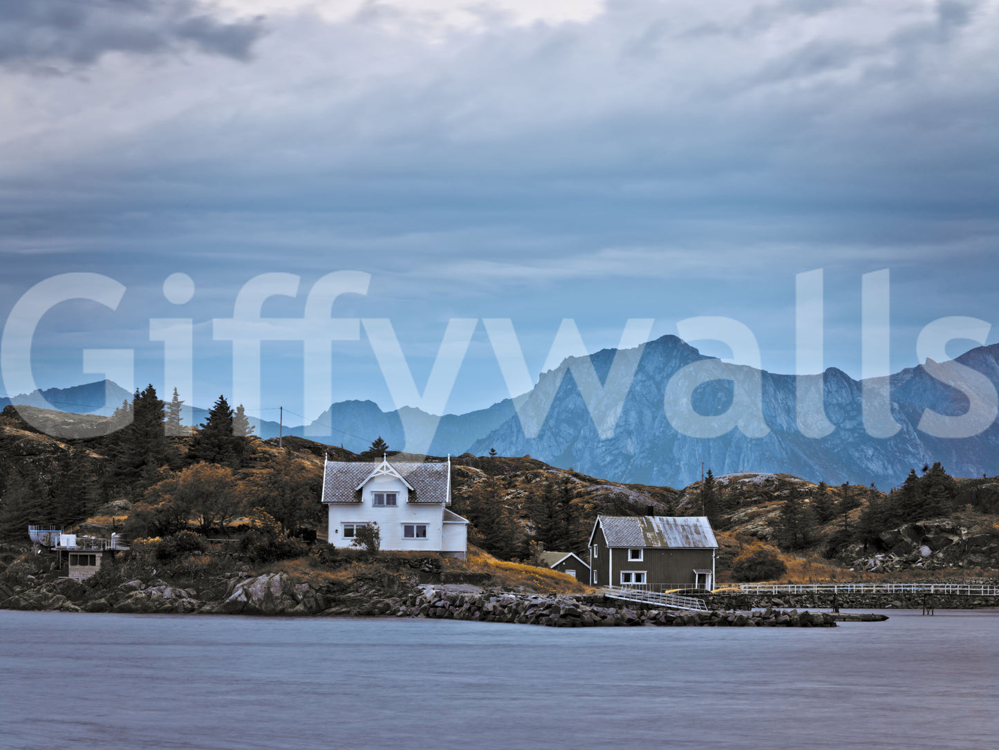 Scandinavisch bergfjordparadijs behang