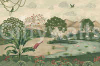 Botanical Heron Meadow Wall Mural