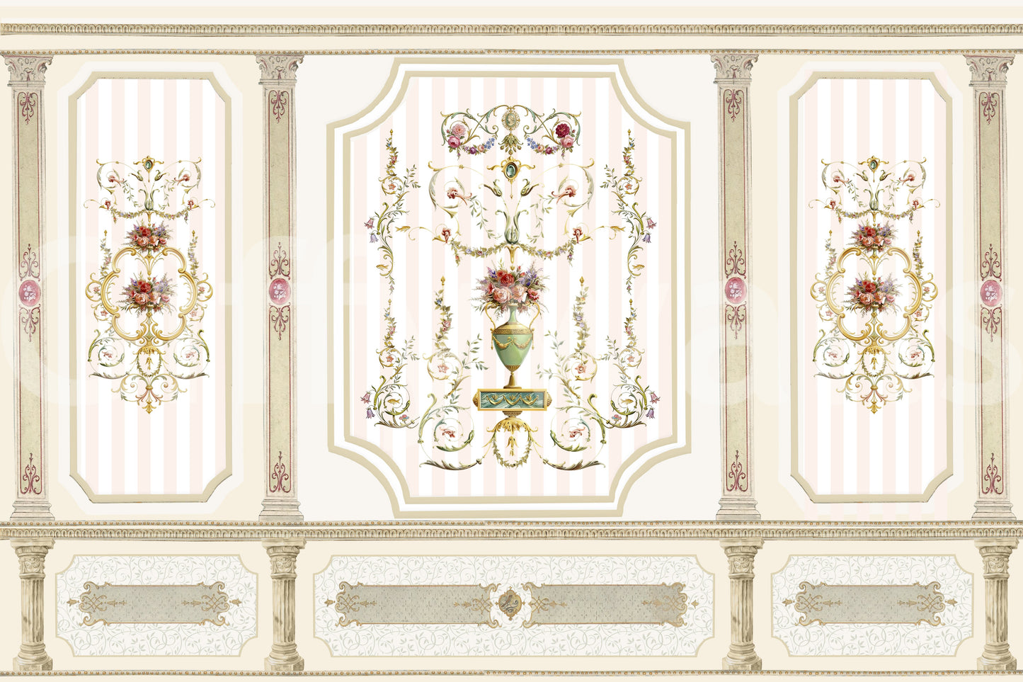 Regal Botanical Urn Motif Wall Mural
