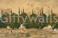 Botanische Granatapfelhain-Illustration als Wandbild