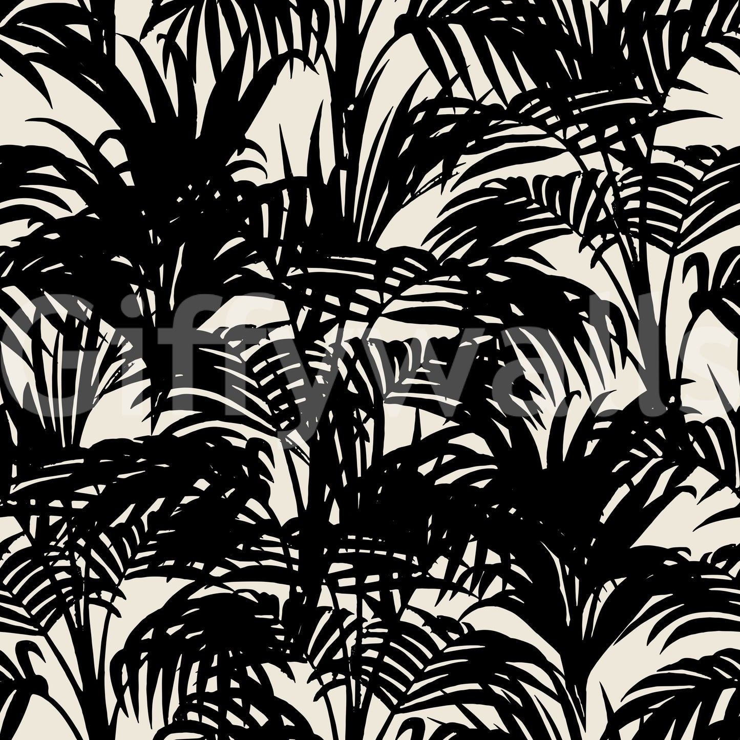 Carta da parati con silhouette monocromatica di palma tropicale