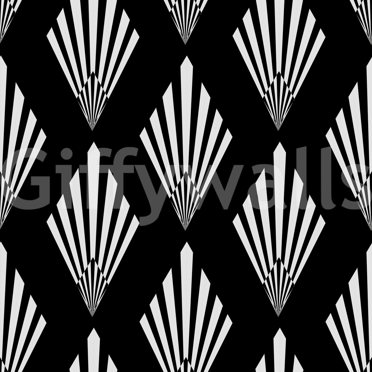 Monochromes Tapetenmuster mit Art-déco-Fächern