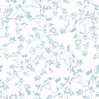 Papel tapiz con boceto floral azul sereno