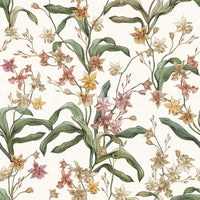 Papier peint vintage avec sentier d’orchidées botaniques