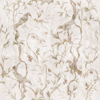 Papier peint illustré éthéré représentant des oiseaux et des lianes