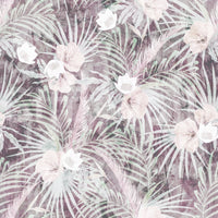 Dezent tropische Palmen- und Blumenmuster-Tapete „Drift“