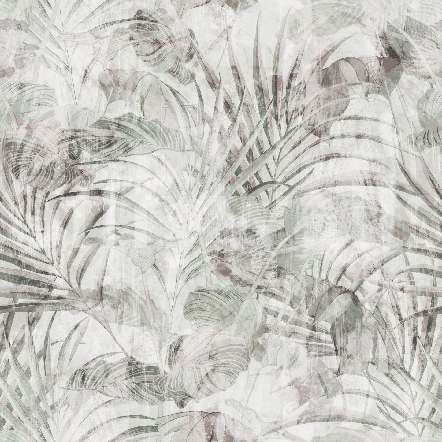 Papier peint à feuillage tropical aux tons doux