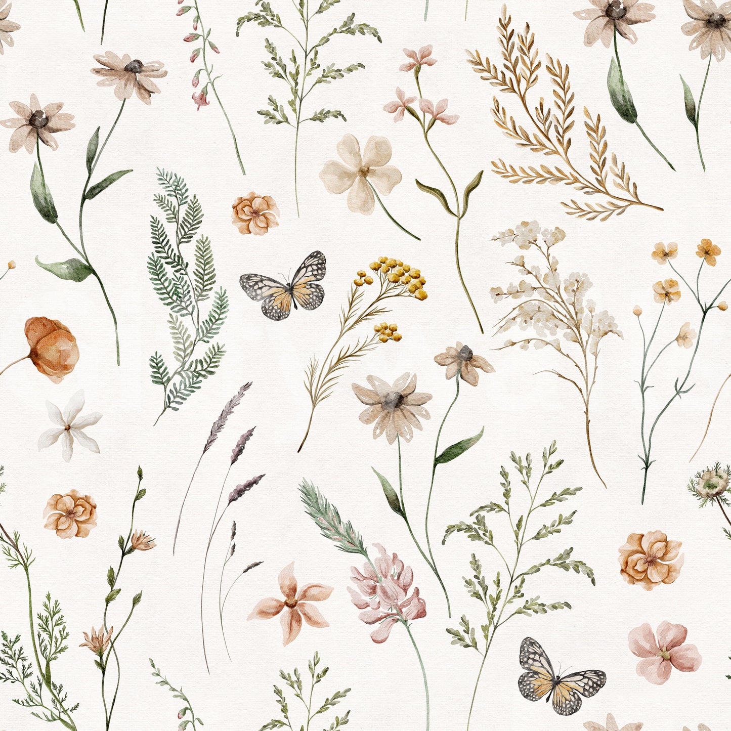 Rustieke botanische schets van een weidebehang
