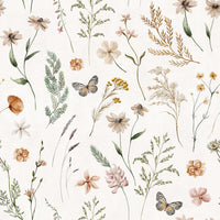 Rustieke botanische schets van een weidebehang