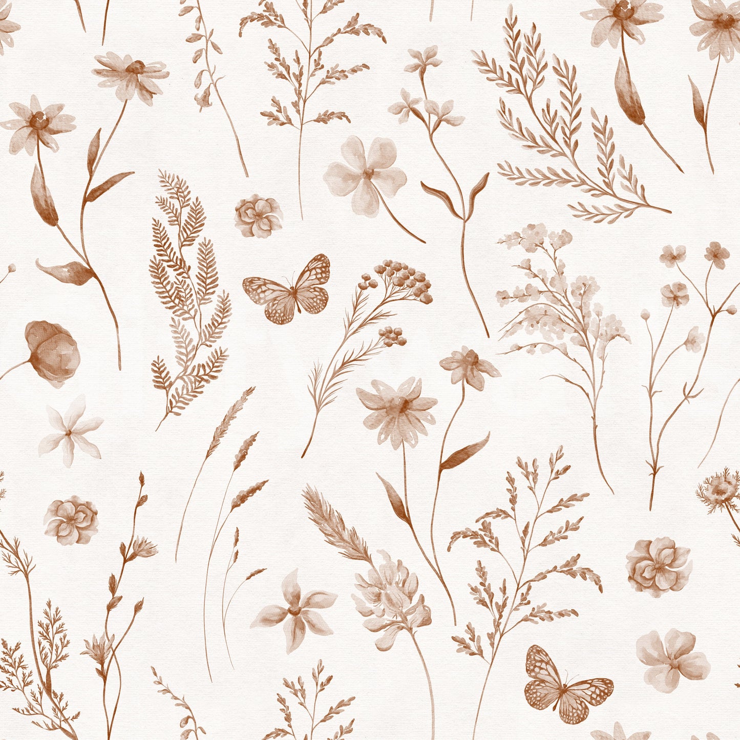 Rustieke botanische schets van een weidebehang