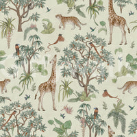 Carta da parati con illustrazione botanica Safari esotico