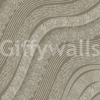 Taupe ground with wavy etched contour lines, close-up mural swatch detail GD12471