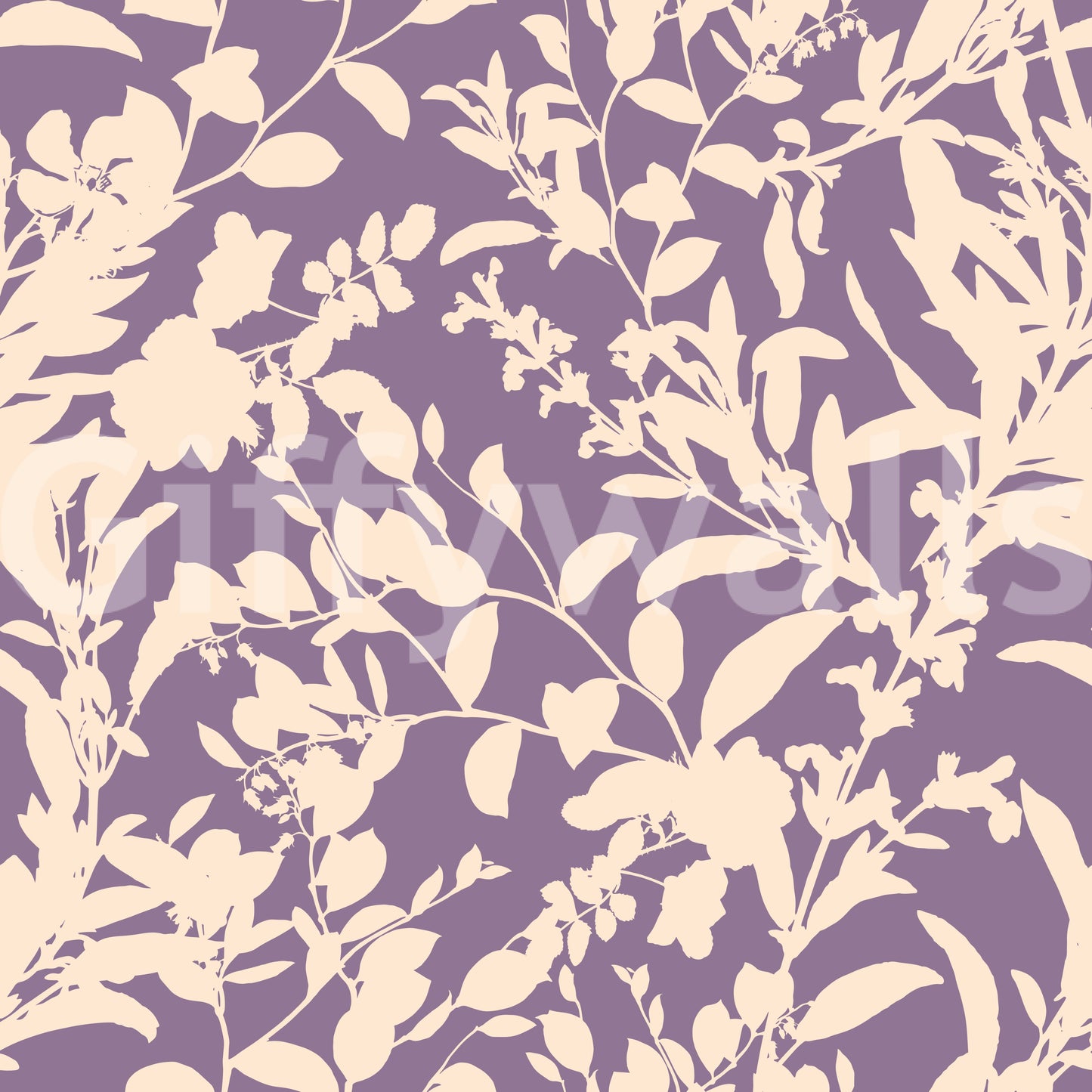 Papier peint silhouette botanique crème