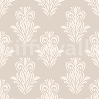 Papier peint à motif de volutes damassées crème