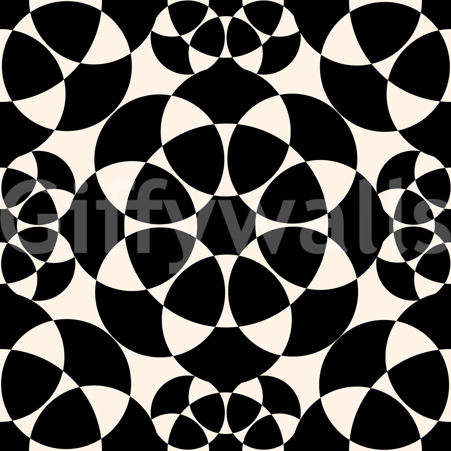 Carta da parati geometrica monocromatica con griglia di cerchi