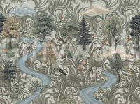 Misty Forest River Escape Wall Mural