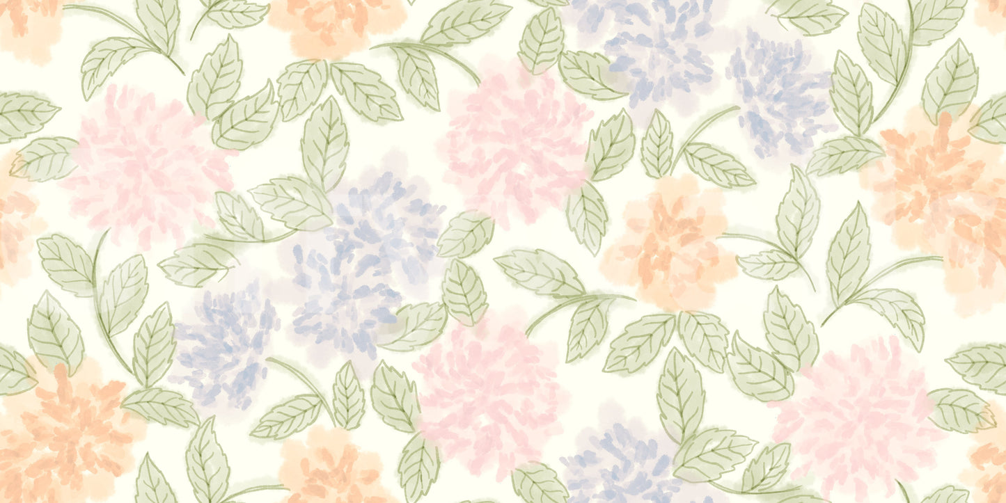 Whimsical Botanical Sketch Pattern Wallpaper⁠