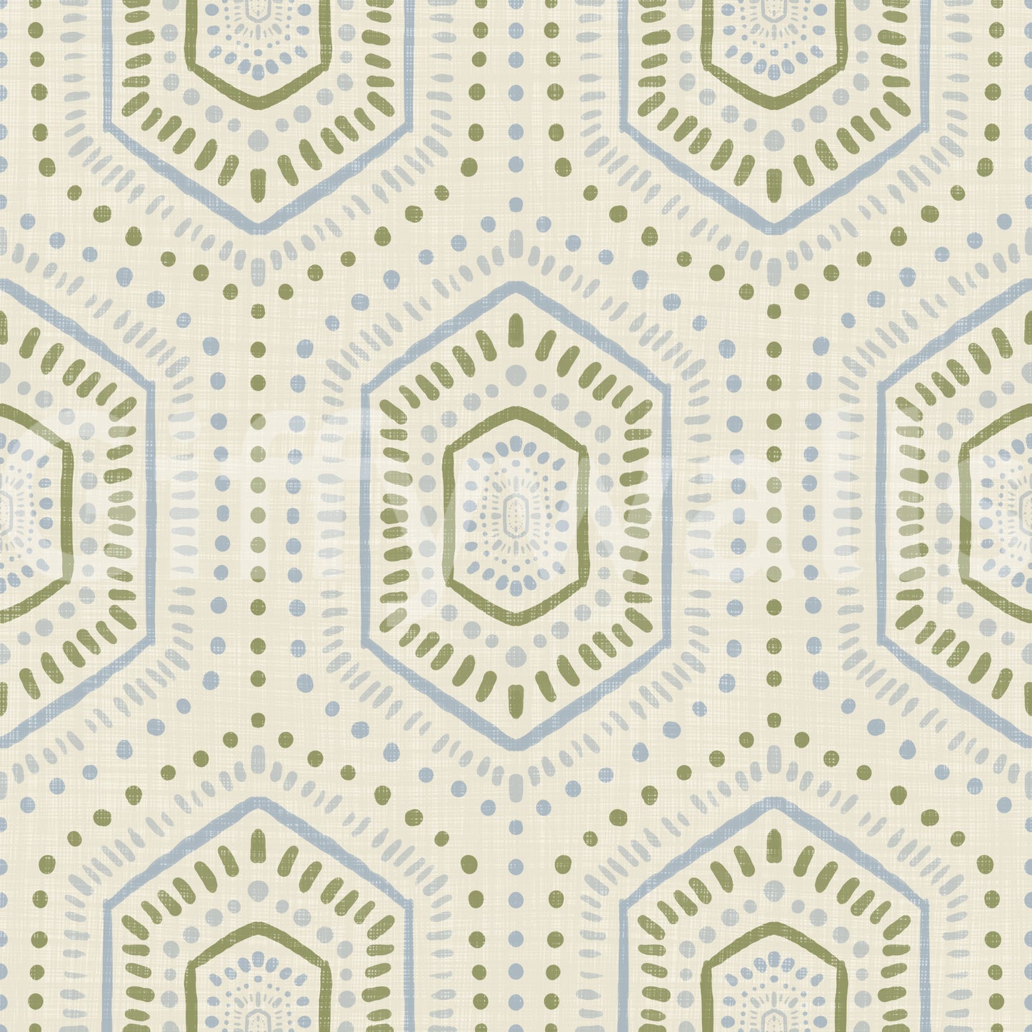 Boho Painted - Abstract Mudcloth Hexagons Tribal Geometric Pattern French Wallpaper⁠