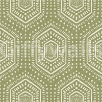 Boho-malet tapet – abstrakte Mudcloth-hexagoner med et stammemæssigt geometrisk mønster i enggrønnes nuancer