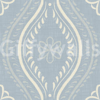 Falmet Ogee-damask – blå tapet i fransk landstil
