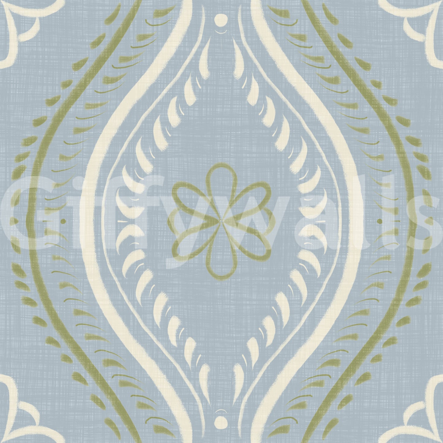 Falmet Ogee-damask – klassisk fransk landstil-tapet