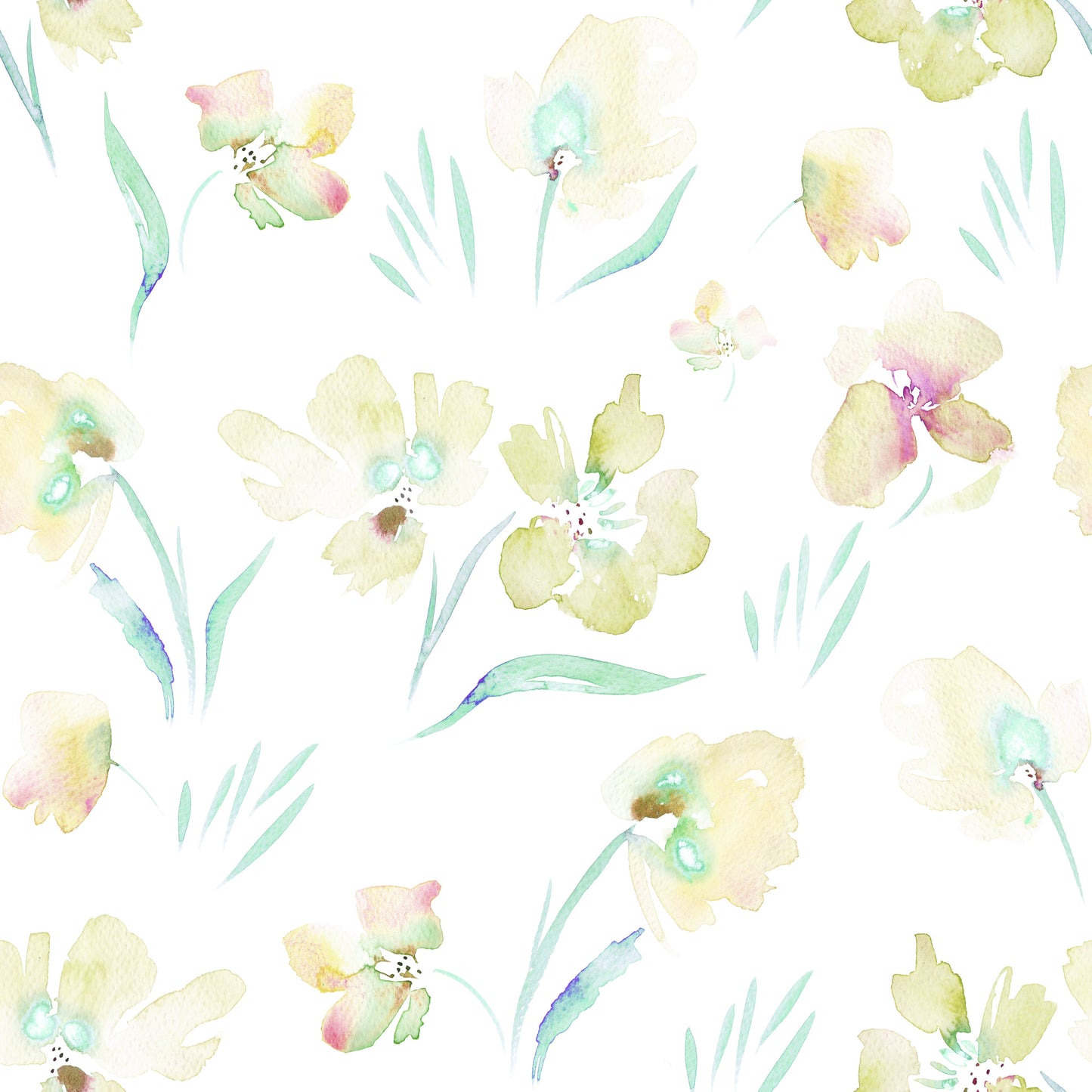 Tapet med illustration af æterisk haveflora