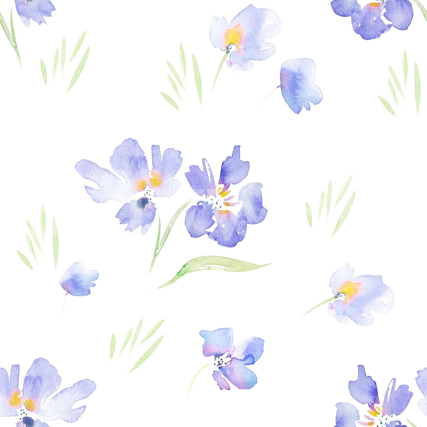 Watercolor Meadow Violet Blossoms Wallpaper⁠