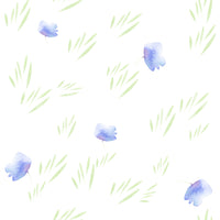 Minimalistisk botanisk tapet med blå kronblade