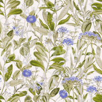 Ruhige blaue Blumenstudie „Wiese“ – Tapete