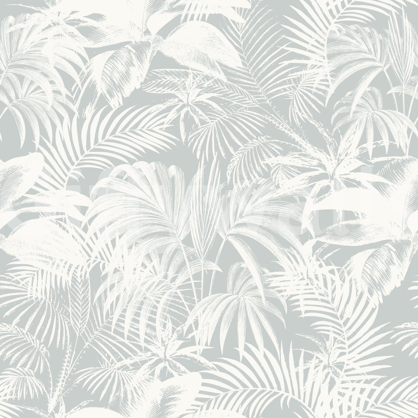 Monochromatic Tropical Palm Foliage Wallpaper⁠