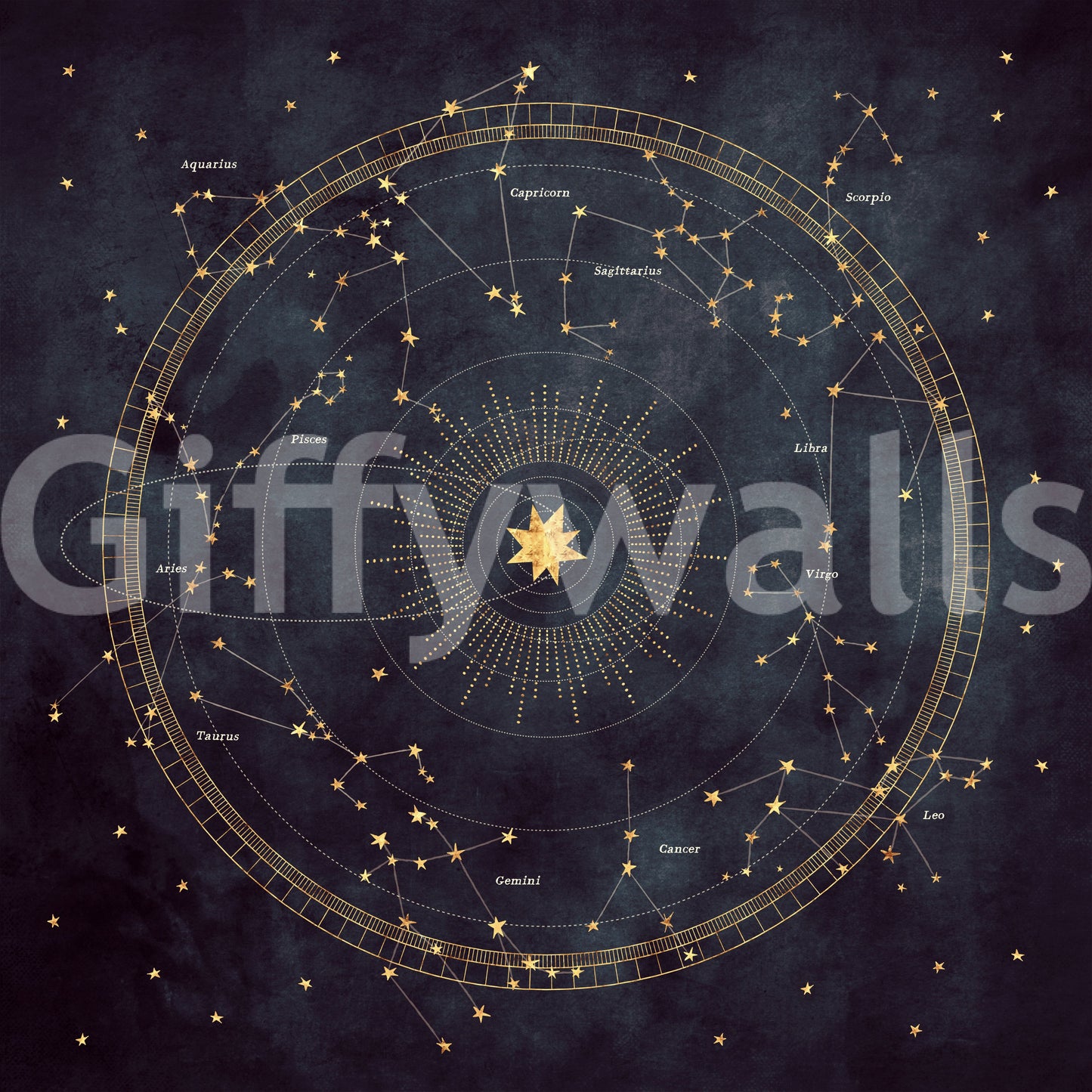 Indigo Astro Wheel Wall Mural