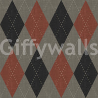 Winter Heritage - Argyle Harlequin Geometrisch Tijdloos - Behang in een Diepe, Krachtige Kleur